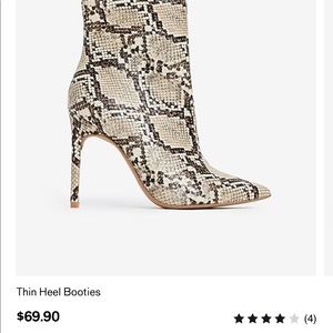 Thin heel snake skin booties